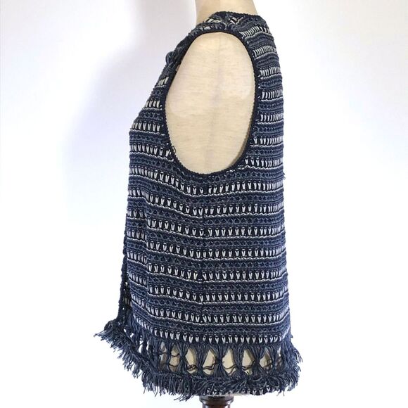 Chico's Blue Ramie Cotton Sleeveless Vest Top Large - Picture 3 of 7